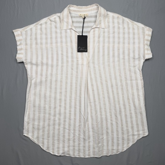 Jane and Delancey Tops - NWT Jane And Delancey Cream and White Striped Popover Top Blouse Size Large